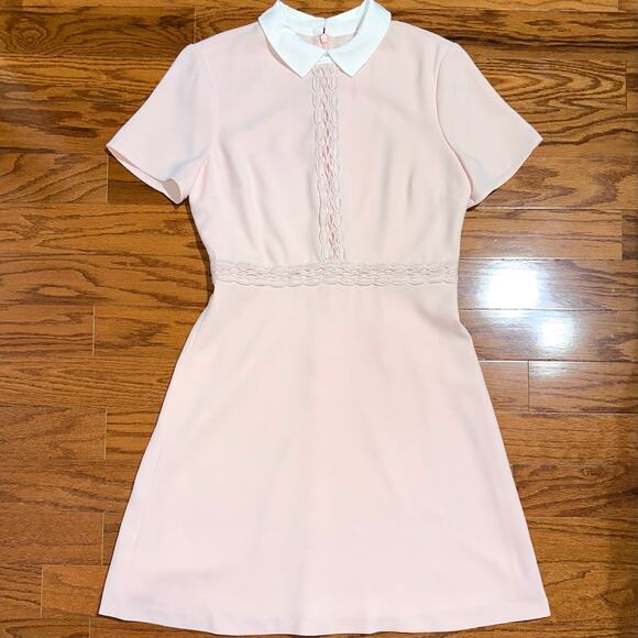 CeCe Blush Pink Peter Pan Collar Short Sleeve Fit & Flare Dress Size 4 - Picture 6 of 14